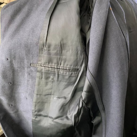 Vintage 50s US Air Force Wool Coat 40L Serge Blue Lined Buttons Pockets Patches - Picture 16 of 16